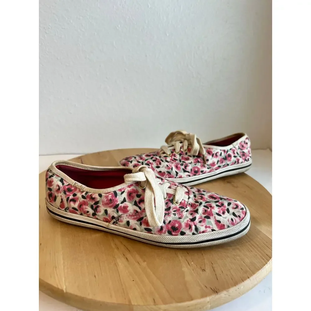 Keds x Kate Spade Floral Print Cotton Canvas Low Top Lace Up Sneakers Size 6.5
